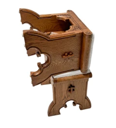 Arts & Crafts Hand-Carved Oak Stools with Boucle Upholstery, 1900s